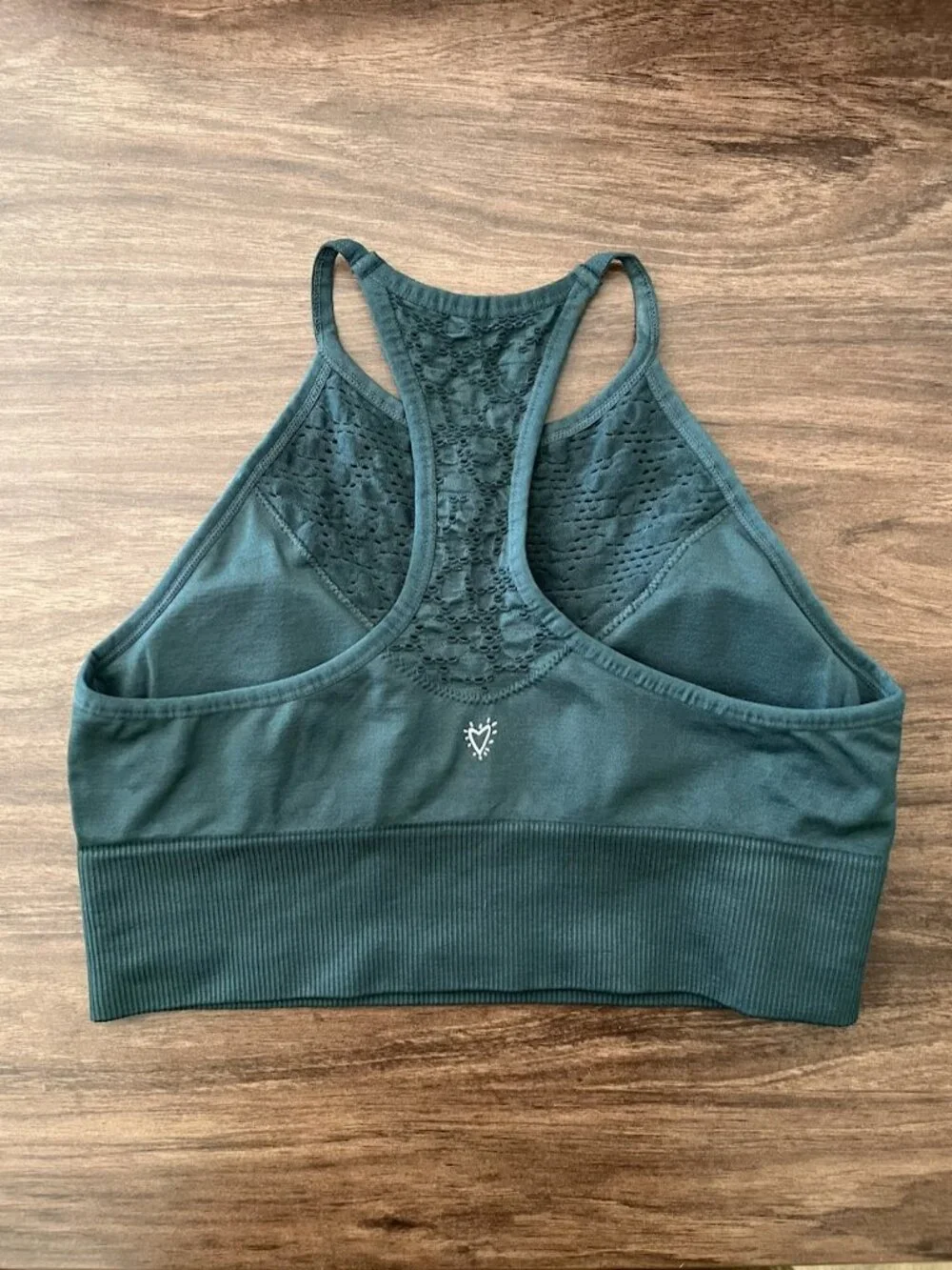 Betsey Johnson Performance Sports Bra in Teal with Perforated Details, Size M